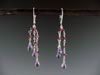 Faceted Amethyst & Rhodolite Garnet Earrings on Sterling Silver Lever-back Ear Wires.  1 3/4" Long.